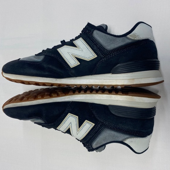 New Balance 574 Men's Size 10 D Black Gray White Gum Soles - Picture 5 of 8